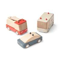 Liewood Village Emergency Cars 3 Pack, Whale Blue Multi Mix