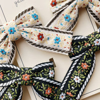 Konges Slojd Ribbon Bow Hair Clips, Four Pack, Beige Black