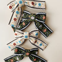 Konges Slojd Ribbon Bow Hair Clips, Four Pack, Beige Black