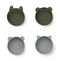 Liewood Iggy Children's Silicone Bowls, Hunter Green Mix - Hello Little Birdie
