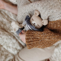 Main Sauvage Knitted Soft Teddy, Slate Striped Romper - Hello Little Birdie