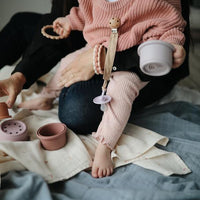 Mushie Flower Teething Bracelet 3-Pack, Dried Steel/Dove Gray/Stone (PRE-ORDER FEB) - Hello Little Birdie