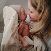 Mushie Muslin Swaddle Blanket Organic Cotton, Falling Stars - Hello Little Birdie