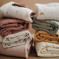 Mushie Muslin Swaddle Blanket Organic Cotton, Natural Stripe - Hello Little Birdie