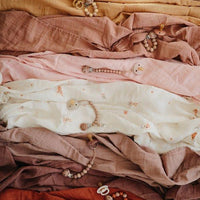 Mushie Muslin Swaddle Blanket Organic Cotton, Natural Stripe - Hello Little Birdie