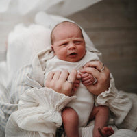 Mushie Muslin Swaddle Blanket Organic Cotton, Sage Stripe - Hello Little Birdie