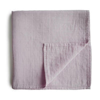 Mushie Muslin Swaddle Blanket Organic Cotton, Soft Mauve - Hello Little Birdie