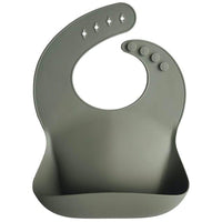 Mushie Silicone Baby Bib, Silver Sage - Hello Little Birdie