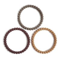 Mushie Silicone Pearl Teether Bracelets Berry/Marigold/Khaki - Hello Little Birdie