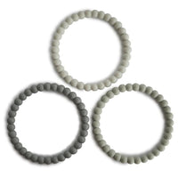 Mushie Silicone Pearl Teether Bracelets Green Tea/Cool Gray/Sea Salt - Hello Little Birdie