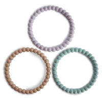 Mushie Silicone Pearl Teether Bracelets Lilac/Cyan/Soft Peach - Hello Little Birdie