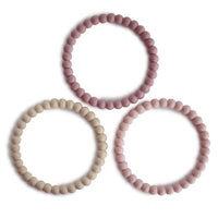 Mushie Silicone Pearl Teether Bracelets Linen/Peony/Pale Pink - Hello Little Birdie