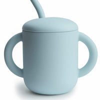 Mushie Silicone Training Cup + Straw Blue - Hello Little Birdie