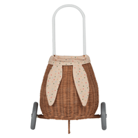 Olli Ella Rattan Bunny Luggy with Lining, Gumdrop - Hello Little Birdie