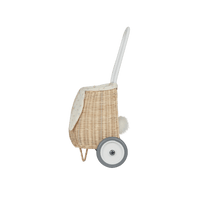 Olli Ella Rattan Bunny Luggy with Lining, Pansy - Hello Little Birdie
