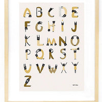Ted & Tone ABC Acrobats Print, A3 - Hello Little Birdie