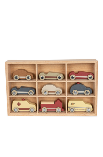 Konges Slojd Wooden Mini Cars, Nine Piece Set
