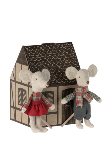 Maileg Santa Christmas Winter Mice Twins in House