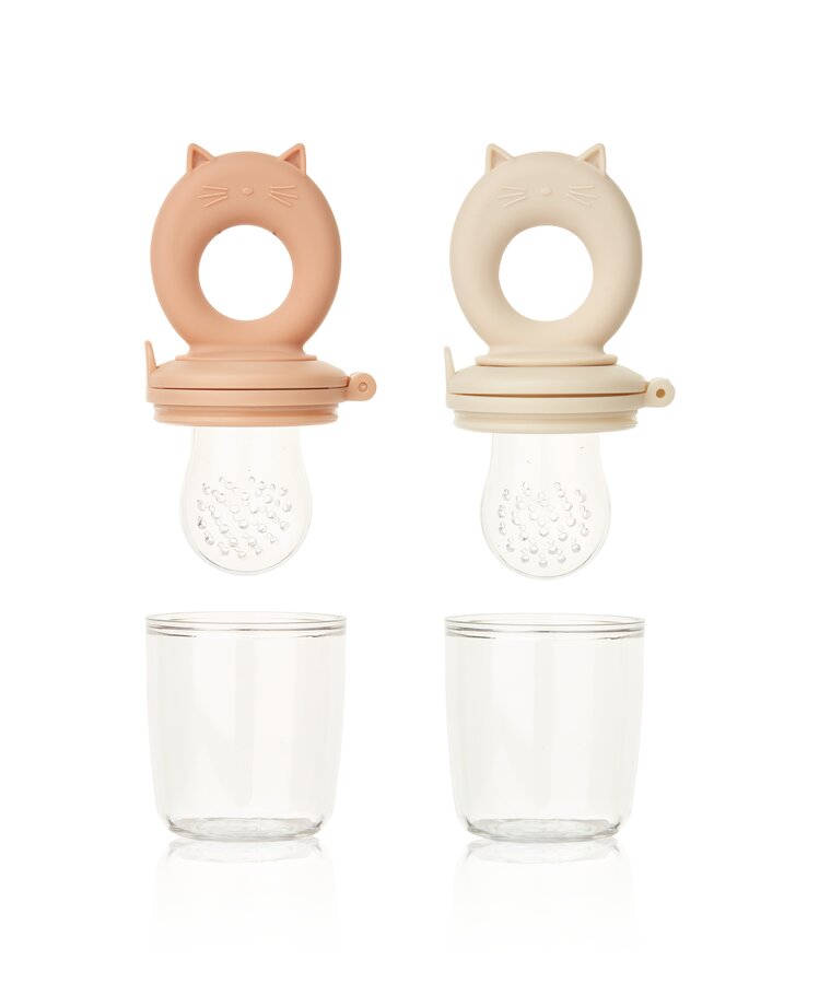 Liewood Miranda Cat Food Feeder 2-Pack, Tuscany rose & Apple blossom
