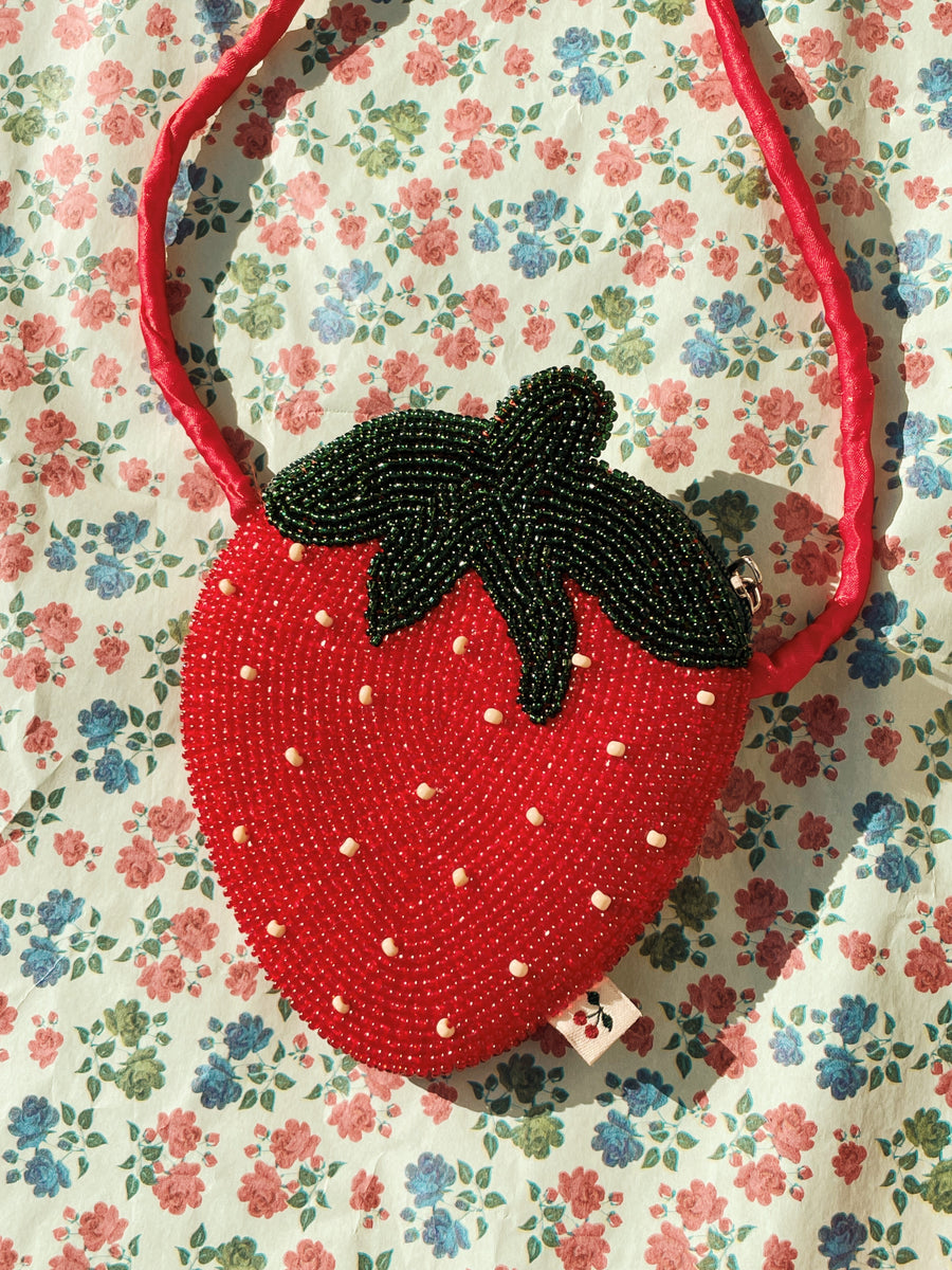Konges Slojd Beaded Strawberry Bag, Rio Red