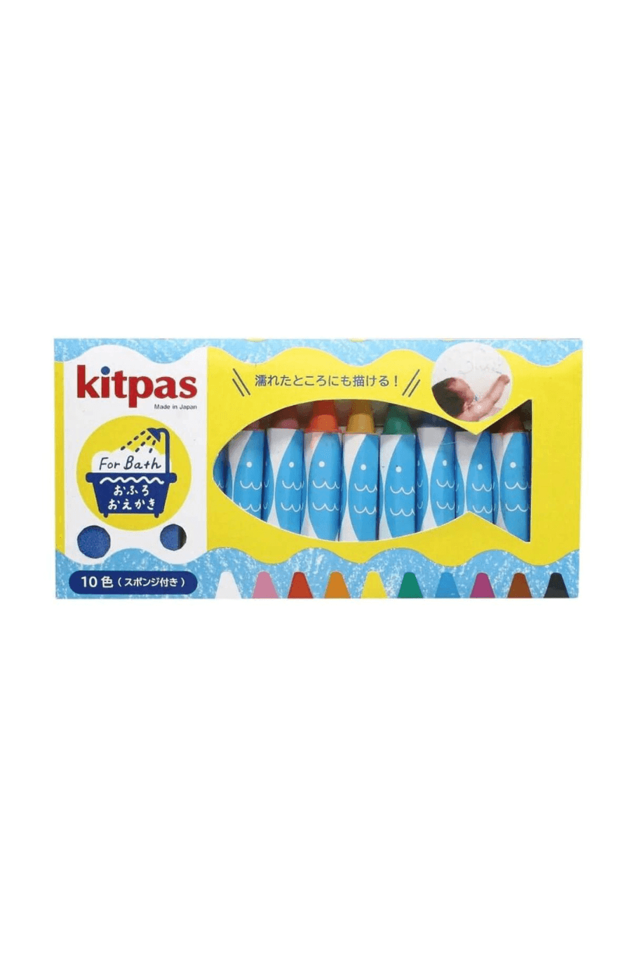 Kitpas Bath Crayons, 10 Colours with Sponge - Hello Little Birdie