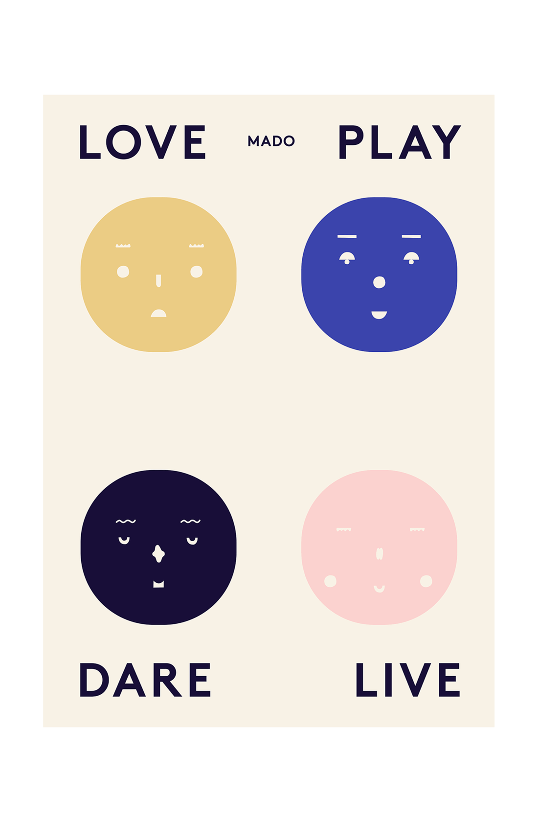 Mado Four Feelings Moods Print, 30cm x 40cm - Hello Little Birdie