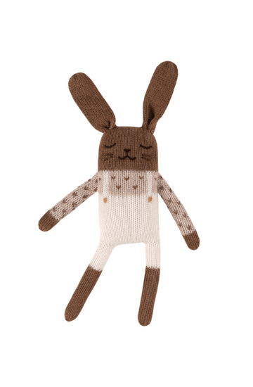 Main Sauvage Bunny Knitted Soft Toy, Ecru Overalls - Hello Little Birdie