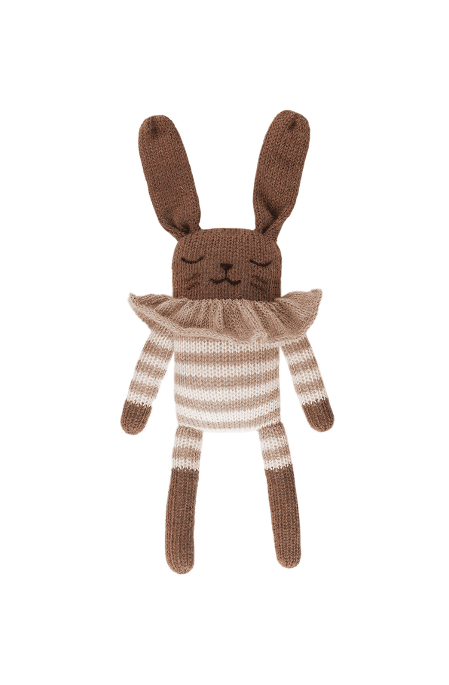 Main Sauvage Bunny Knitted Soft Toy, Sand Striped Romper - Hello Little Birdie