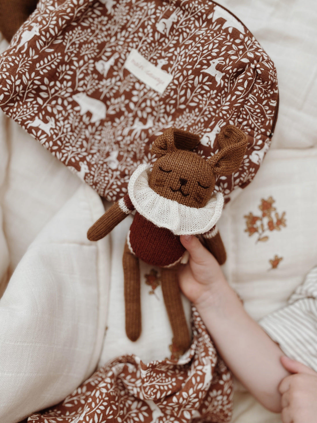 Main Sauvage Bunny Knitted Soft Toy, Sienna Bodysuit - Hello Little Birdie