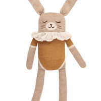 Main Sauvage Knitted Big Bunny Soft Toy, Ochre Bodysuit - Hello Little Birdie