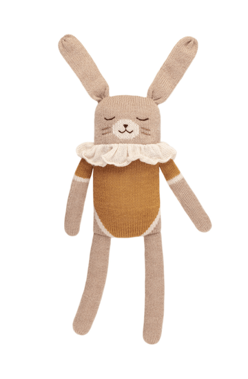 Main Sauvage Knitted Big Bunny Soft Toy, Ochre Bodysuit - Hello Little Birdie