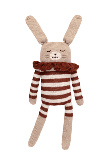 Main Sauvage Knitted Big Bunny Soft Toy, Sienna Striped Romper - Hello Little Birdie