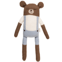 Main Sauvage Knitted Big Teddy Soft Toy, Blue Overalls - Hello Little Birdie