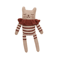 Main Sauvage Knitted Kitten Soft Toy, Sienna Striped Romper - Hello Little Birdie