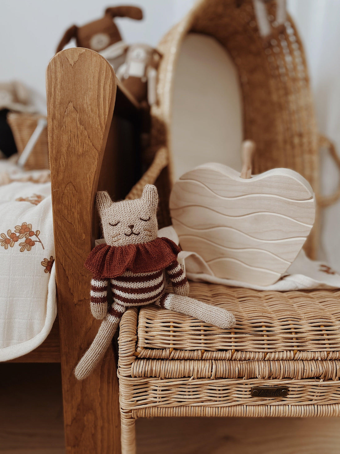 Main Sauvage Knitted Kitten Soft Toy, Sienna Striped Romper - Hello Little Birdie