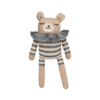 Main Sauvage Knitted Soft Teddy, Slate Striped Romper - Hello Little Birdie