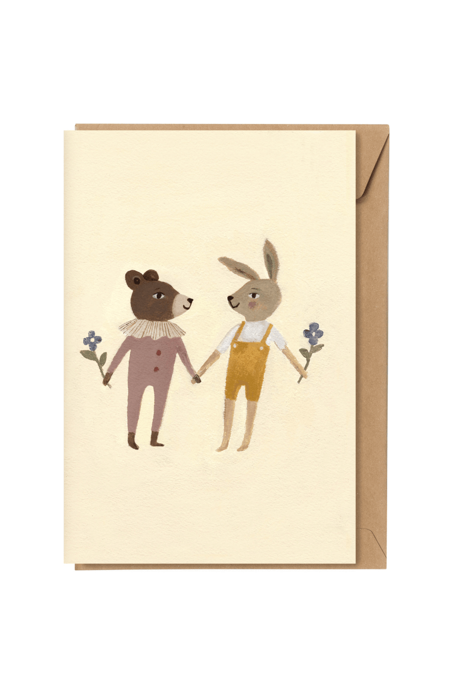 Main Sauvage Teddy and Bunny Greeting Card - Hello Little Birdie