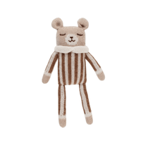 Main Sauvage Teddy Knitted Soft Toy, Nut Striped Jumpsuit - Hello Little Birdie