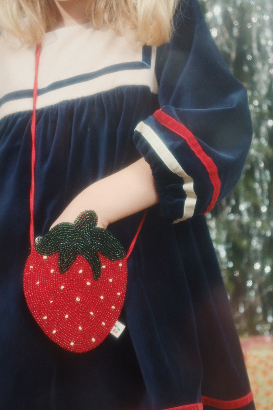 Konges Slojd Beaded Strawberry Bag, Rio Red