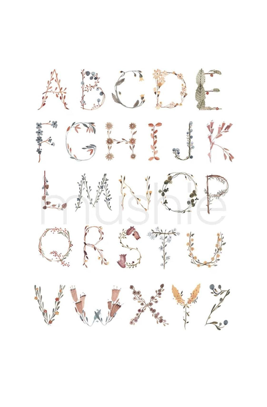 Mushie Alphabet Floral Poster - Hello Little Birdie