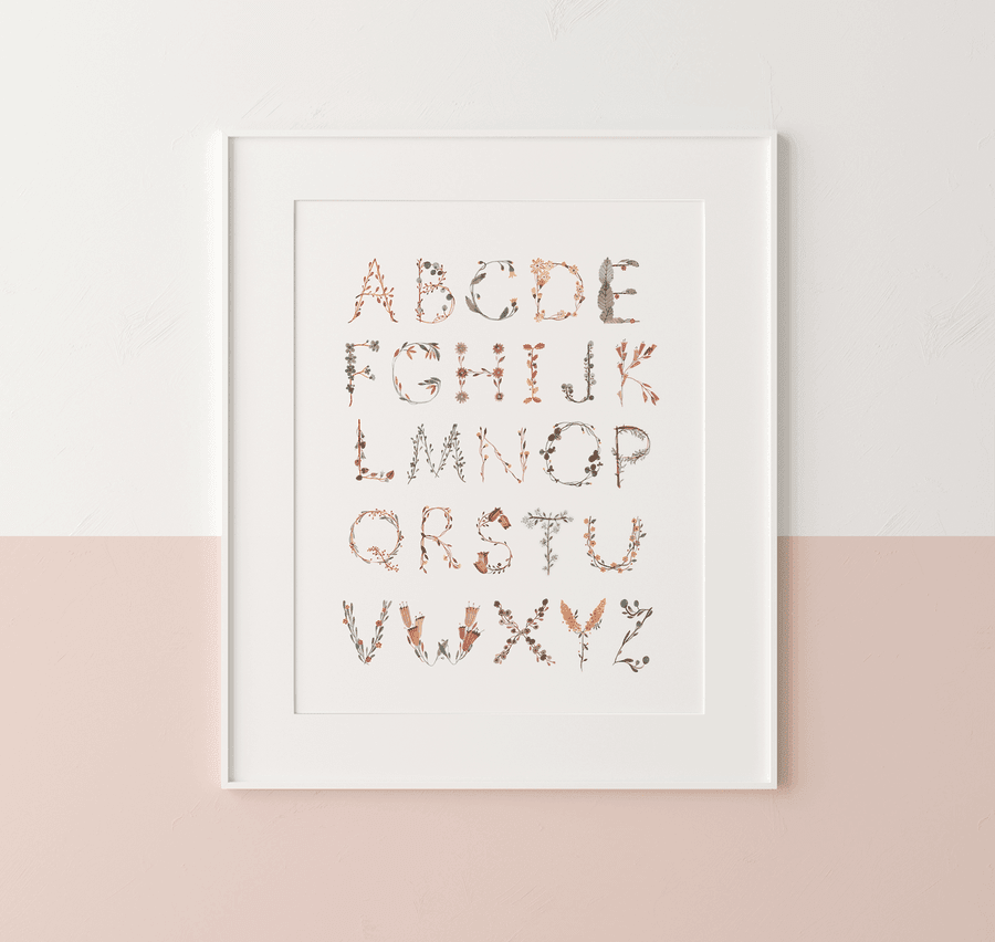 Mushie Alphabet Floral Poster - Hello Little Birdie