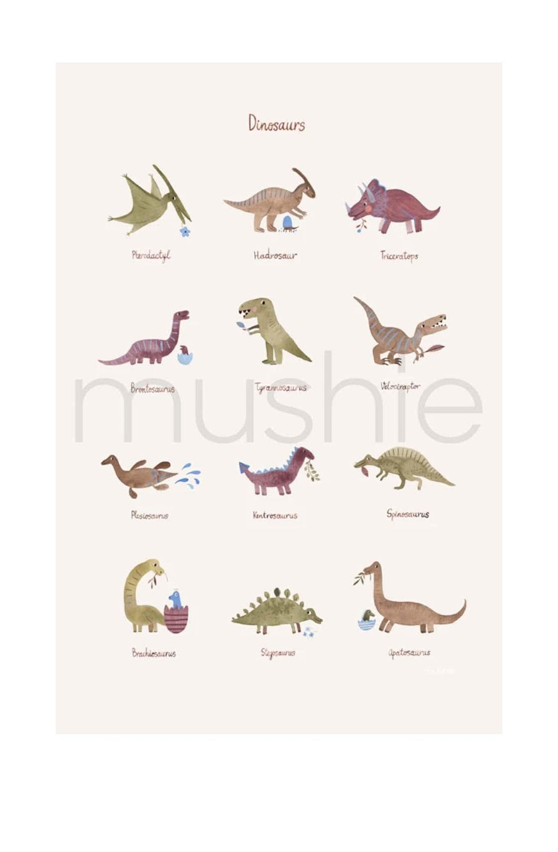 Mushie Dinosaur Poster - Hello Little Birdie