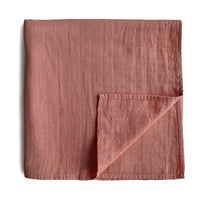 Mushie Muslin Swaddle Blanket Organic Cotton, Cedar - Hello Little Birdie