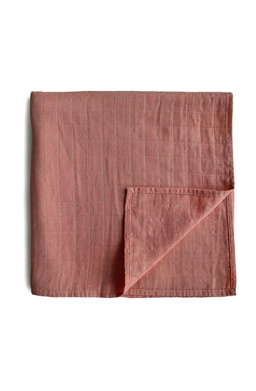 Mushie Muslin Swaddle Blanket Organic Cotton, Cedar - Hello Little Birdie