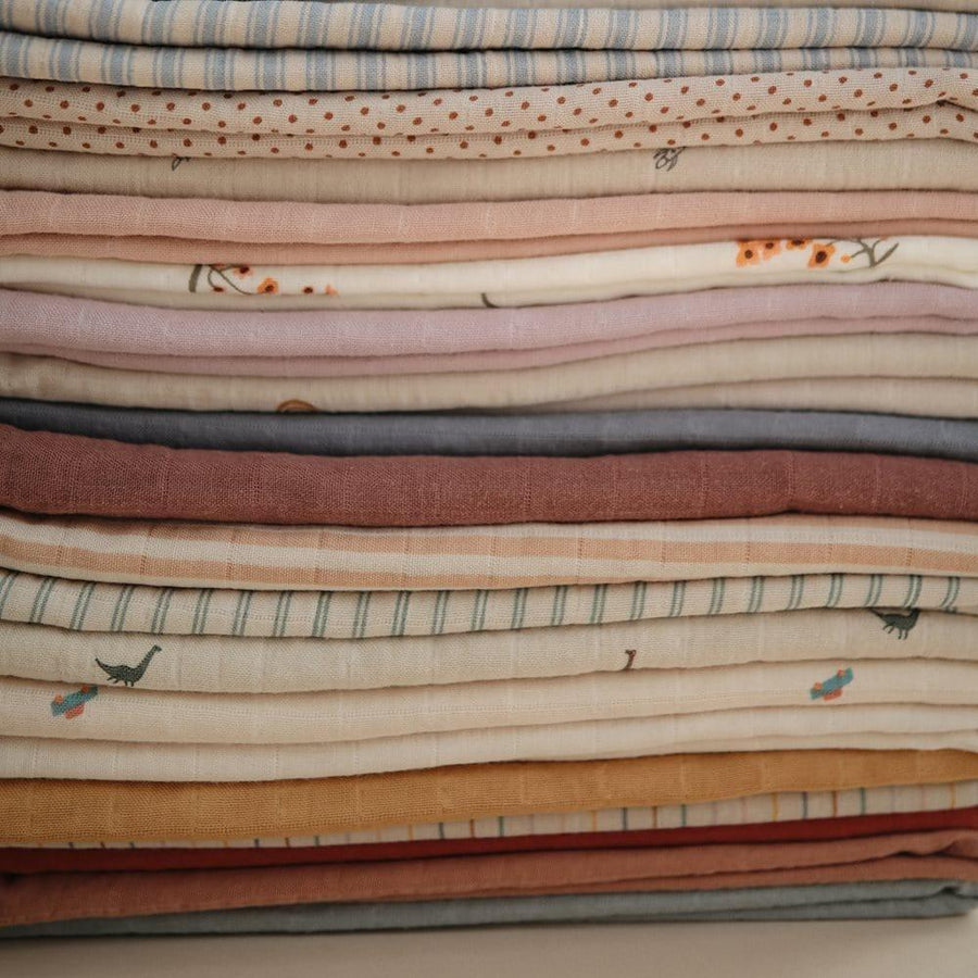 Mushie Muslin Swaddle Blanket Organic Cotton, Cedar - Hello Little Birdie
