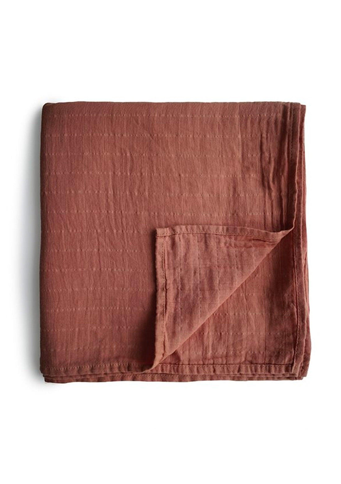 Mushie Muslin Swaddle Blanket Organic Cotton, Cognac - Hello Little Birdie