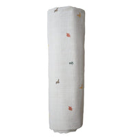Mushie Muslin Swaddle Blanket Organic Cotton, Dinosaurs (PRE-ORDER FEB) - Hello Little Birdie