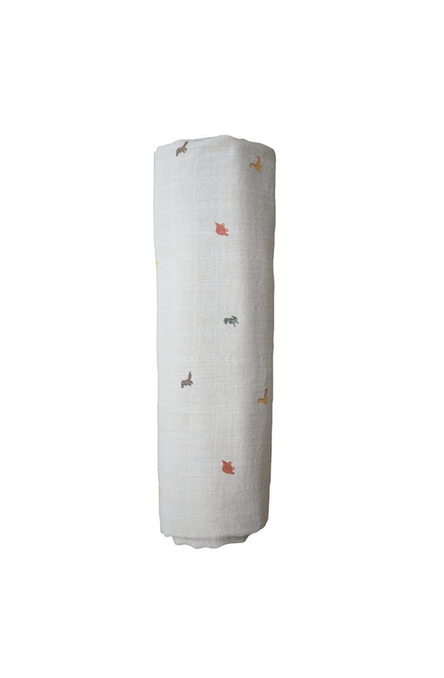 Mushie Muslin Swaddle Blanket Organic Cotton, Dinosaurs (PRE-ORDER FEB) - Hello Little Birdie