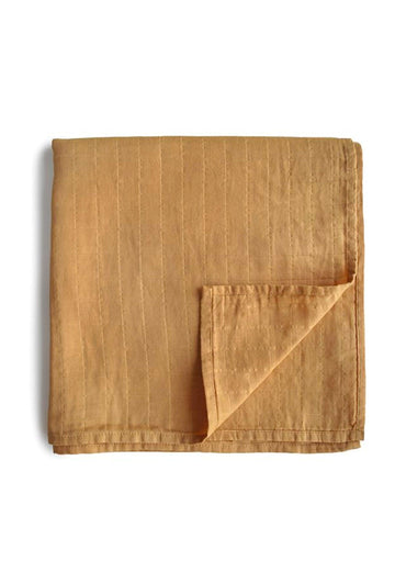 Mushie Muslin Swaddle Blanket Organic Cotton, Fall Yellow - Hello Little Birdie