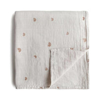 Mushie Muslin Swaddle Blanket Organic Cotton, Rainbows - Hello Little Birdie